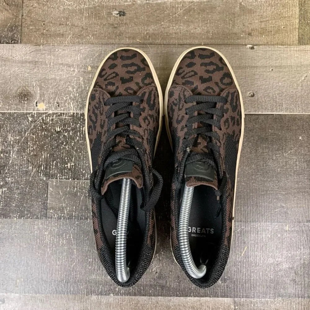 Greats Women’s Size 8.5 The Royale Knit Low Top Sneakers Leopard Print Shoes